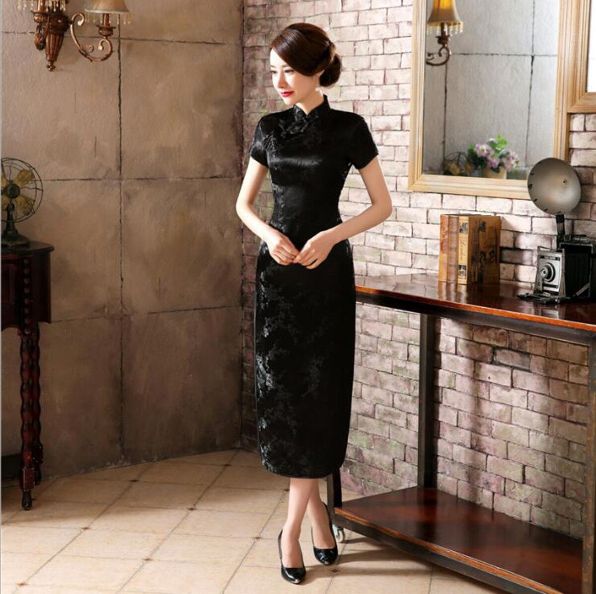 Black cheongsam best sale