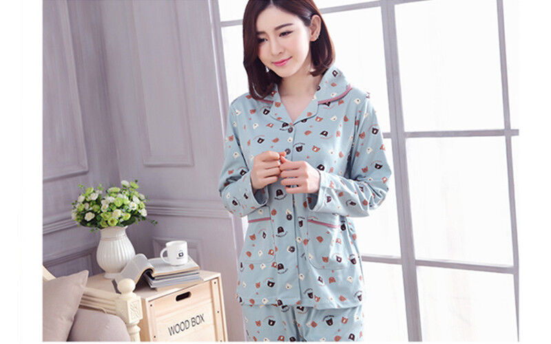 New Ladies Women Cute Teddy Bears Mint Top & Trousers Pyjamas Pajamas ladpj68