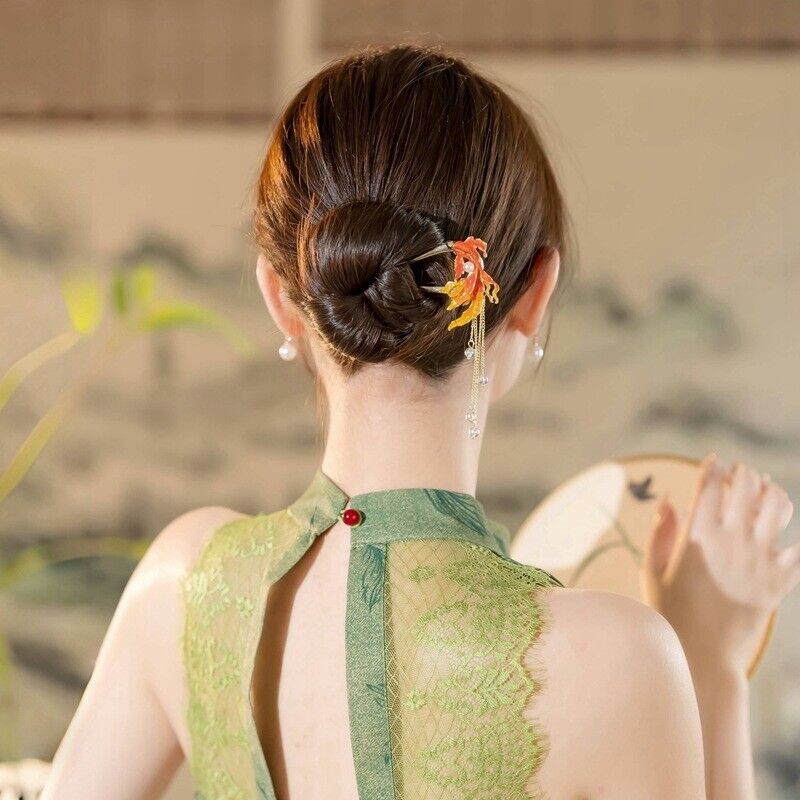 New Elegant Chinese Koi Fish Hair Pin - Ladies' Hair Chopsticks with Tassel