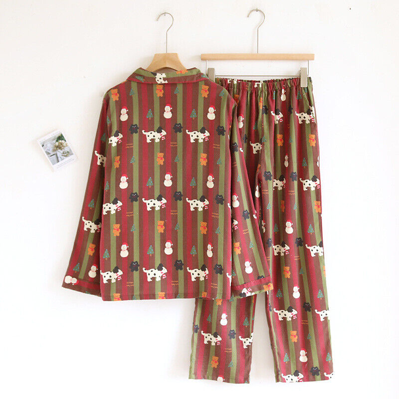 New Charming Ladies Christmas Themed Cotton Pyjama Set - Festive & Comfy