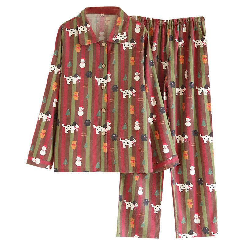 New Charming Ladies Christmas Themed Cotton Pyjama Set - Festive & Comfy