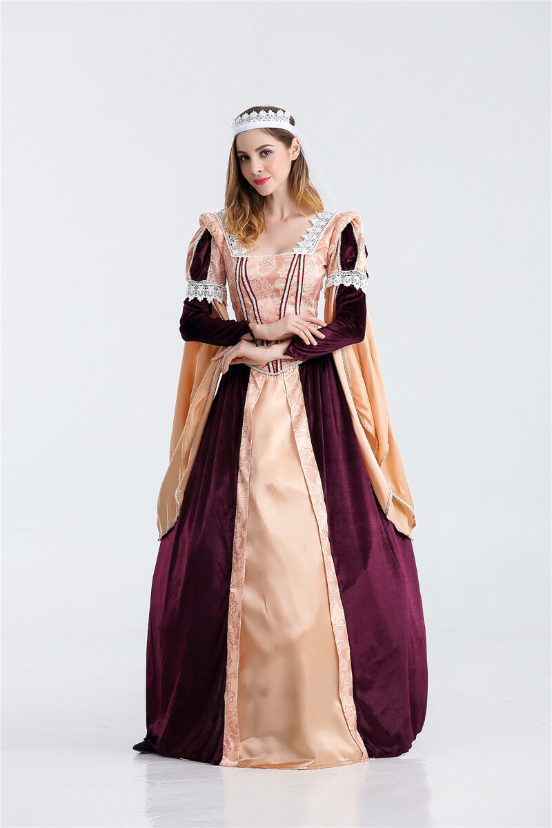 Ladies Womens British Gothic Classic Medieval Renaissance Gown Dress Maid Marion