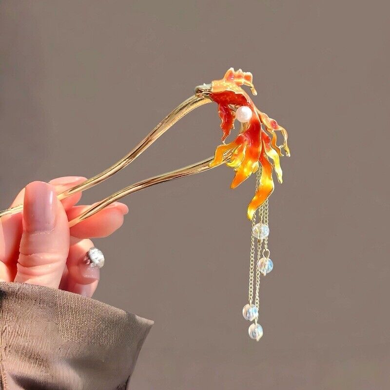 New Elegant Chinese Koi Fish Hair Pin - Ladies' Hair Chopsticks with Tassel