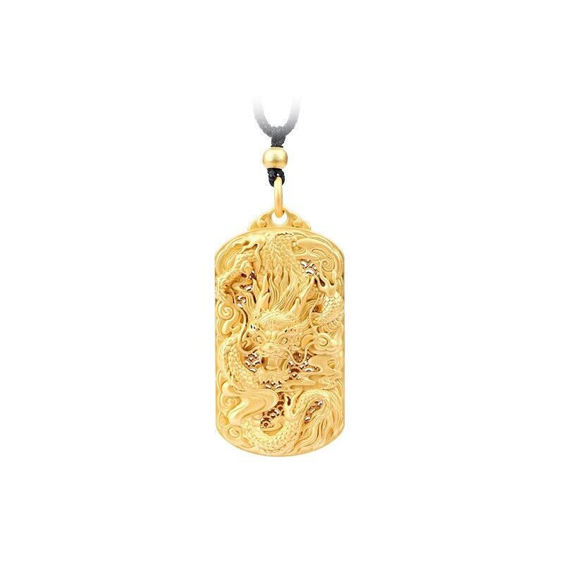 New Majestic Gold-Plated Dragon Pendant - Traditional Chinese Inspired Necklace