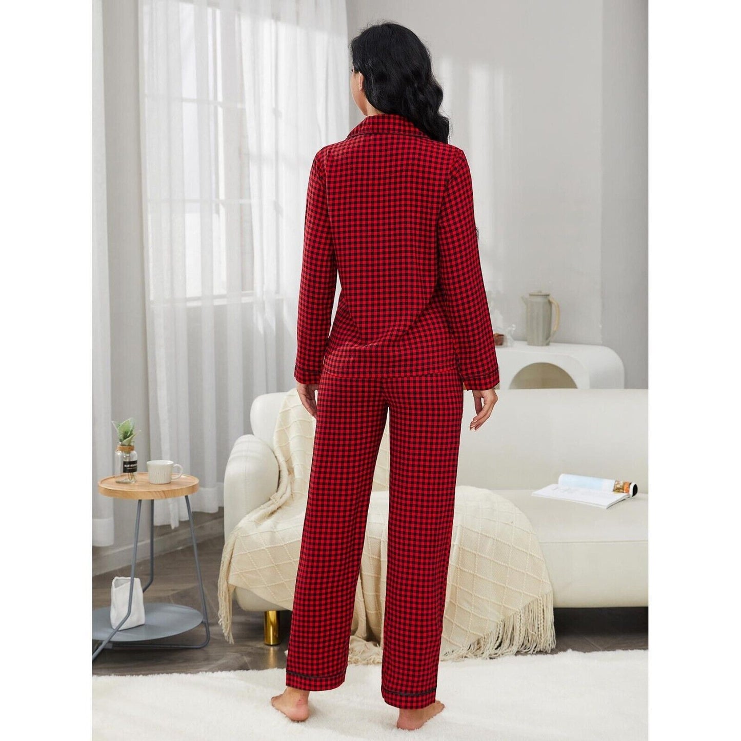 New Luxurious Red and Black Checked Ladies Pyjama Set for Cosy Evenings