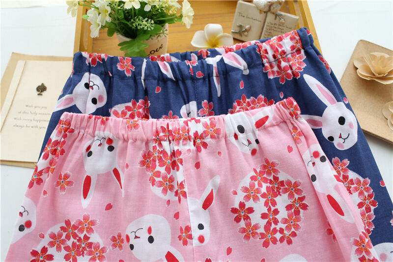 Rabbit Cherry Blossom Ladies Japanese Chinese Kimono Pyjamas Pajamas Set ladpj92