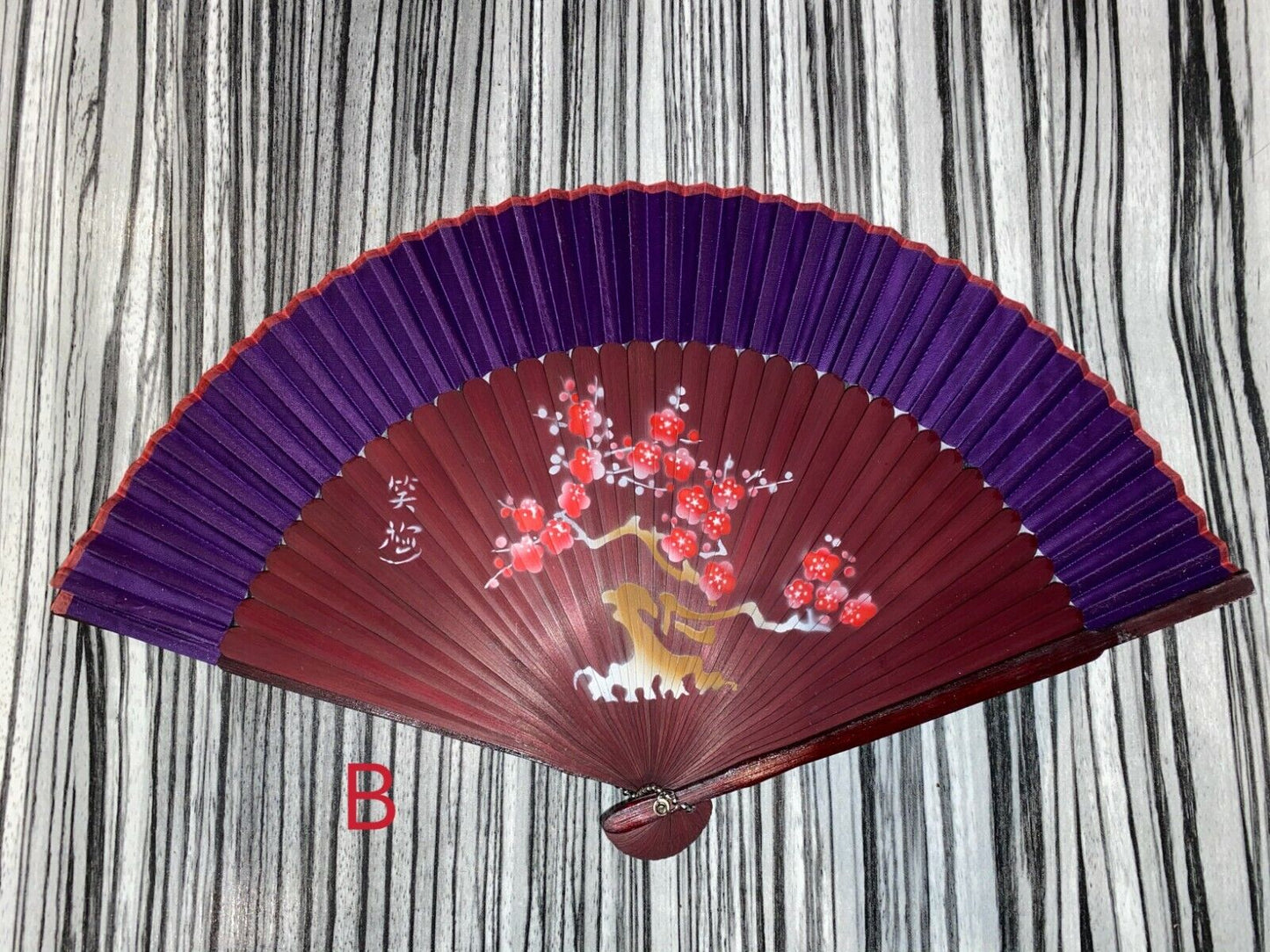 New Chinese Japanese Oriental Cherry Tree Wood Hand Fan ccfan97