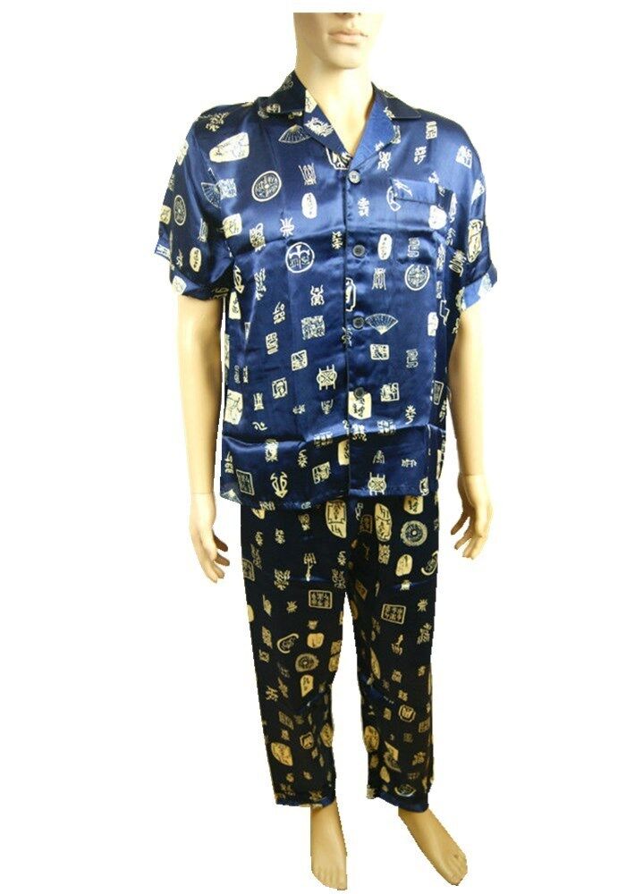 Chinese Scripts Oriental Mens Martial Kung Fu Style Top Bottom Pyjamas Pajamas