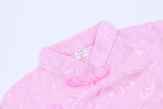 Chinese Childrens Girls China Pink Cherry Blossom Qipao Cheongsam Dress