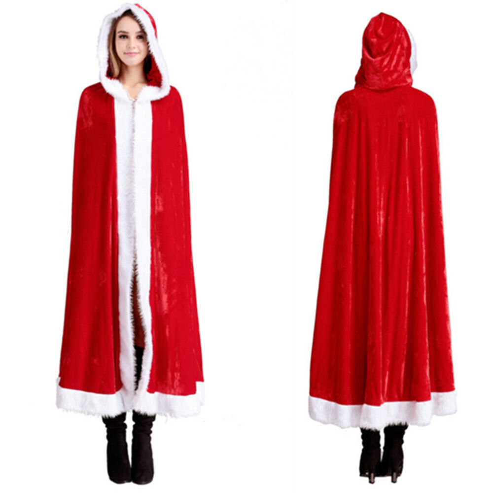 Ladies Womens Christmas Red Miss Santa Claus Cloak Costume Party chrcos9