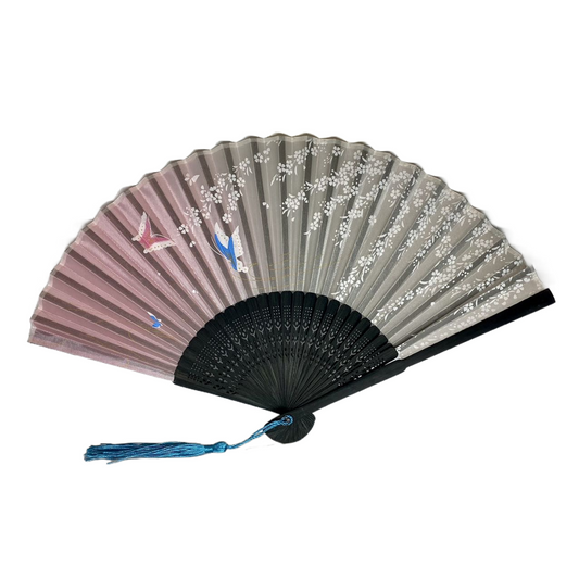 New Chinese Japanese Oriental Cherry Blossom & Butterfly Wood Hand Fan ccfan101