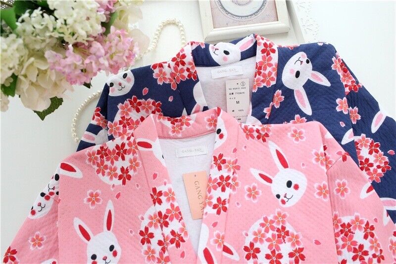 New Thick Cosy Chinese Japanese Ladies Rabbit Blossom Kimono Pyjamas ladpj295296