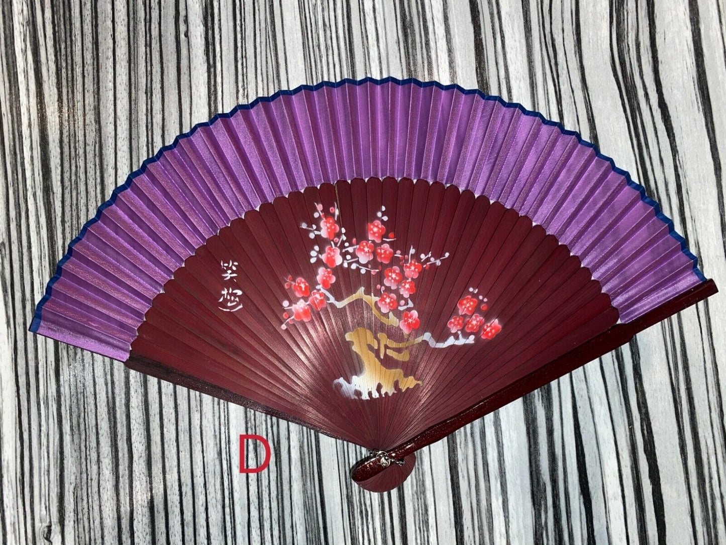 New Chinese Japanese Oriental Cherry Tree Wood Hand Fan ccfan97