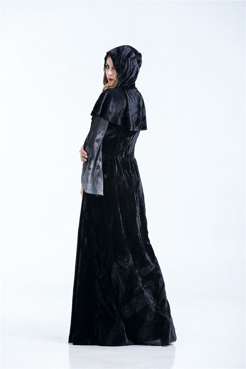 New Ladies Dark Witch Black Horror Halloween Costume Fancy Party Dress ladcos32