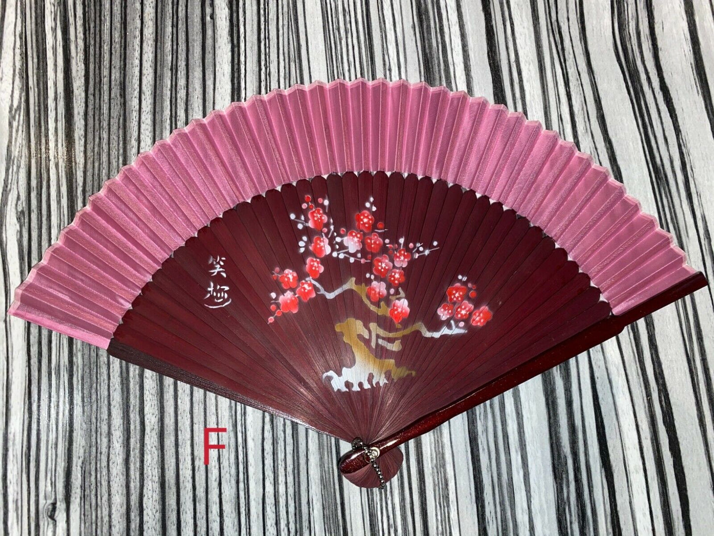 New Chinese Japanese Oriental Cherry Tree Wood Hand Fan ccfan97