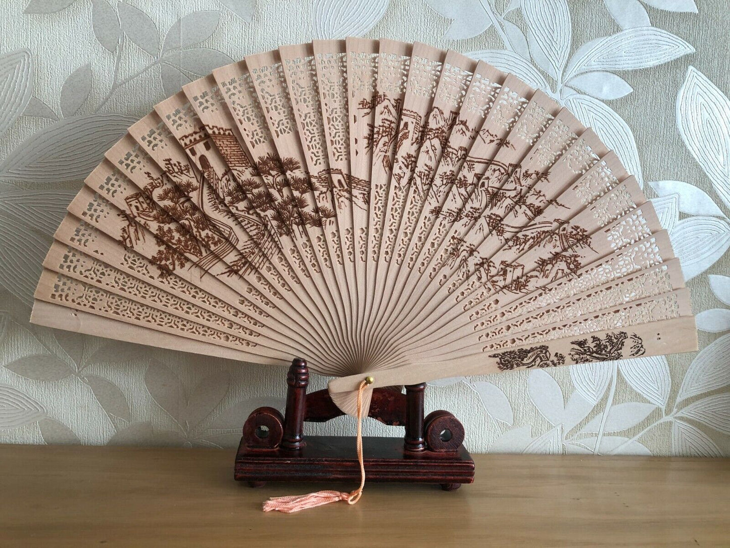 Great Wall of China Chinese Oriental Elegant Sandalwood Hollow Hand Fan