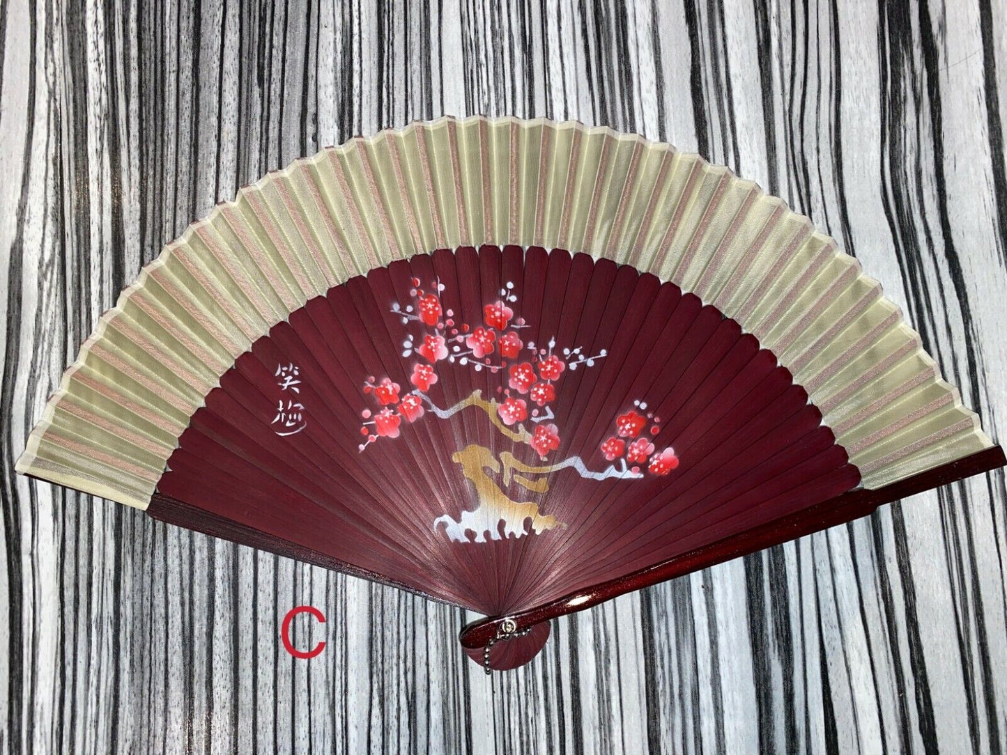 New Chinese Japanese Oriental Cherry Tree Wood Hand Fan ccfan97