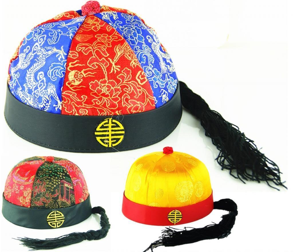 New Chinese Japanese Oriental Qing Dynasty Prince Boys Ponytail Attached Hat