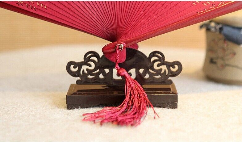 New Chinese Japanese Plastic Hollow Burgundy Hand Fan Stand ccfan206