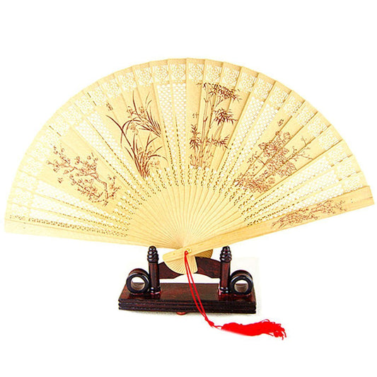 New China Chinese Plants Oriental Elegant Sandalwood Hollow Hand Fan