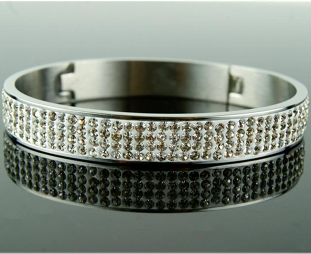 New Ladies Womens Stainless Steel Diamonds Bracelet Wristband Bangle