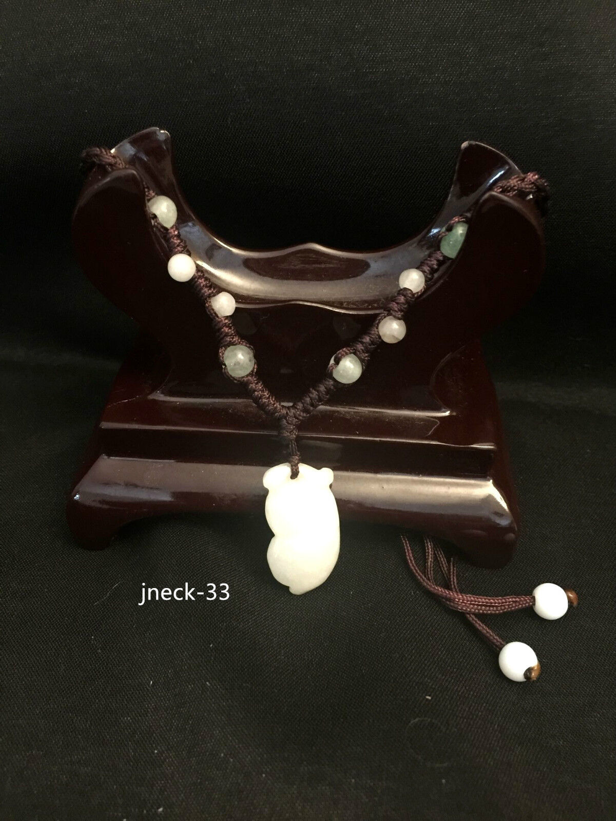 Elegant Handmade Ladies Oriental Chinese Lucky White Jade Adjustable Necklace