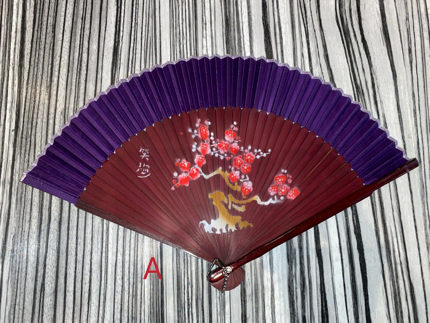 New Chinese Japanese Oriental Cherry Tree Wood Hand Fan ccfan97