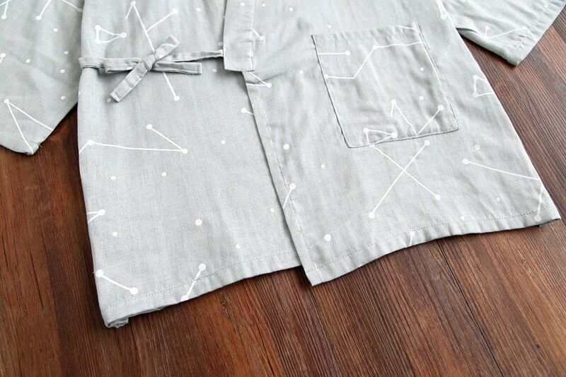 Chinese Japanese Mens Grey Constellation Lines Kung Fu Kimono Pyjamas menpjs35