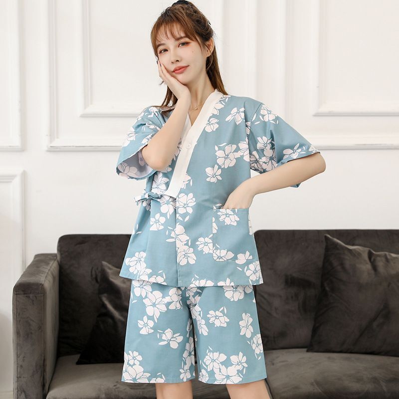 New Chinese Japanese Pink Floral Prints Short Ladies Kimono Pyjamas ladpj358