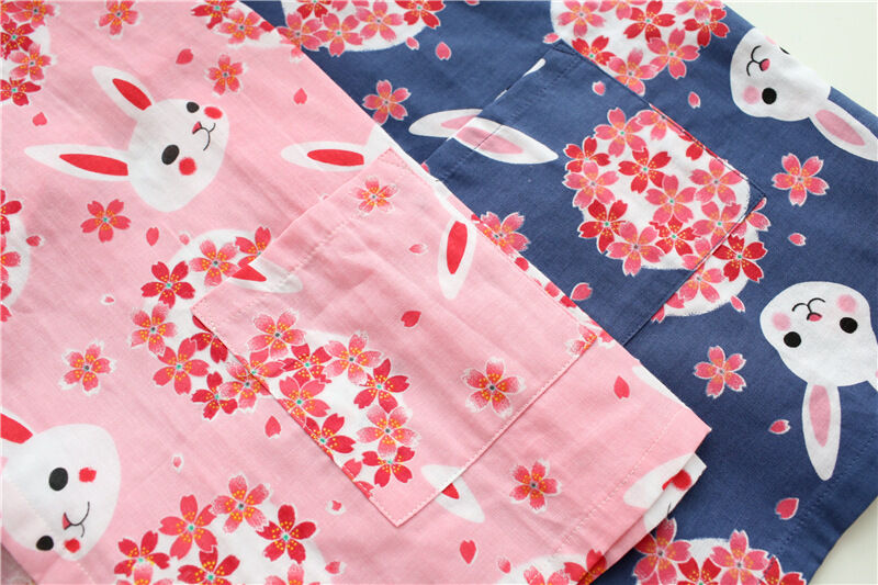 Rabbit Cherry Blossom Ladies Japanese Chinese Kimono Pyjamas Pajamas Set ladpj92