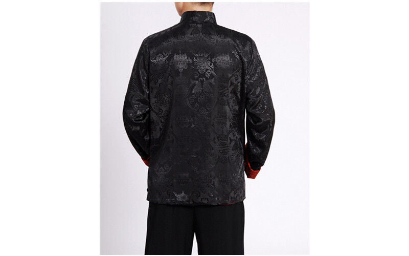 Double Sided Chinese Oriental Mens Kung Fu Satin Dragon Top Long Shirt cmssh