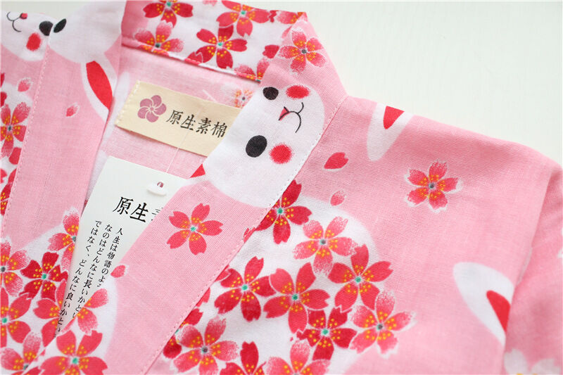 Rabbit Cherry Blossom Ladies Japanese Chinese Kimono Pyjamas Pajamas Set ladpj92